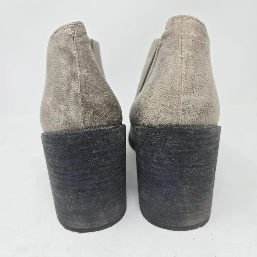 FREE PEOPLE Terrah Grey Leather‎ Cut Out Pull On Ankle Booties Boots Size 39 | 9